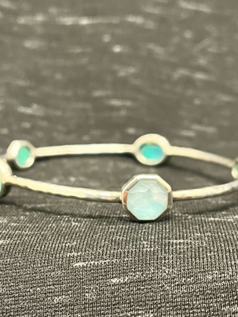 Ippolita Silver Bangle with Aqua-Blue & opal Gemstones